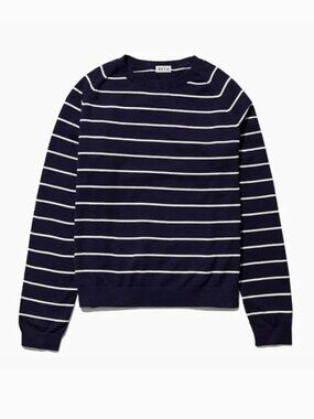 KULE The Lennon 100% Cotton Navy Blue White Stripe Crewneck Sweater Top S $168